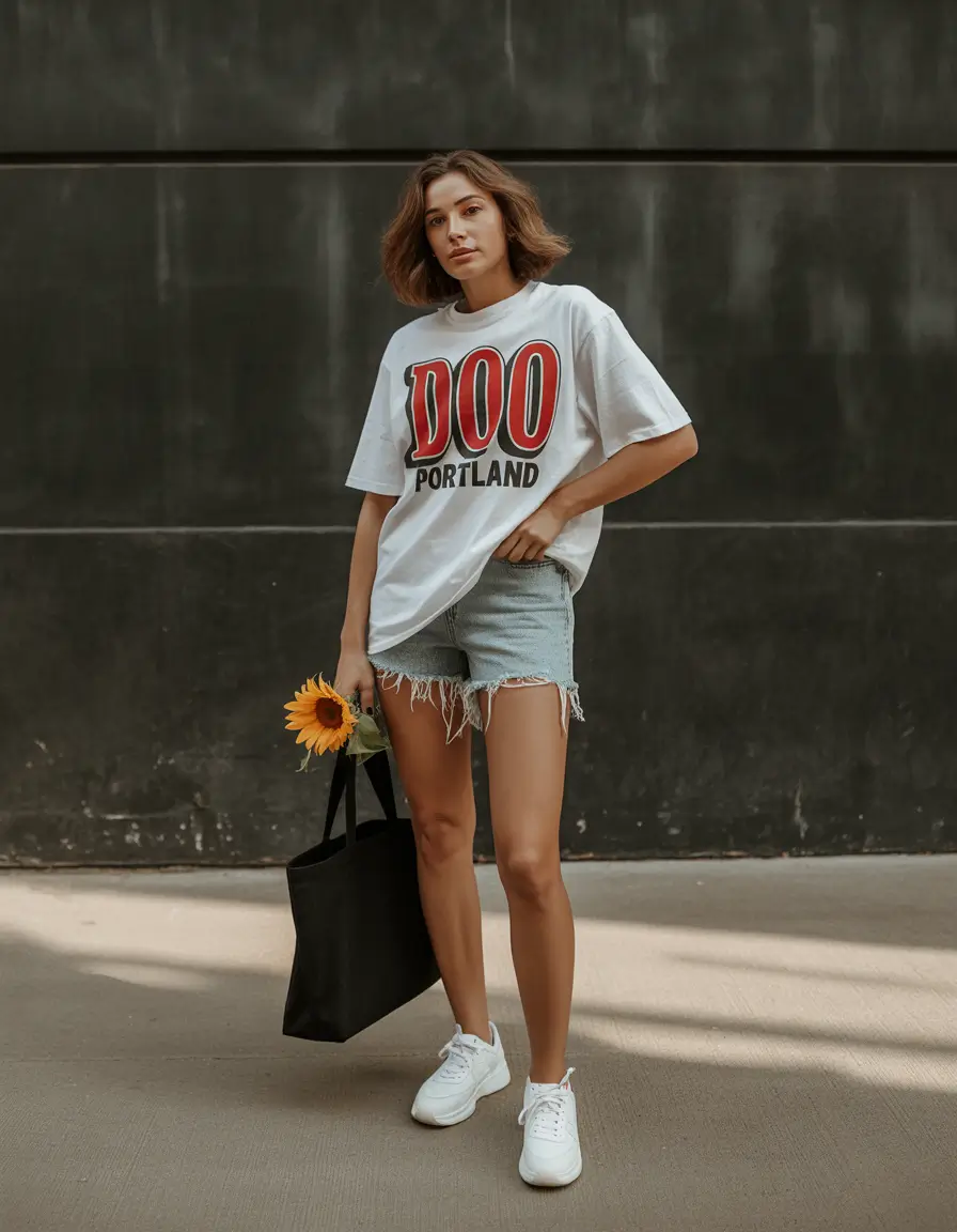 end of summer outfits Graphic Tees and Grunge-Lite Cool