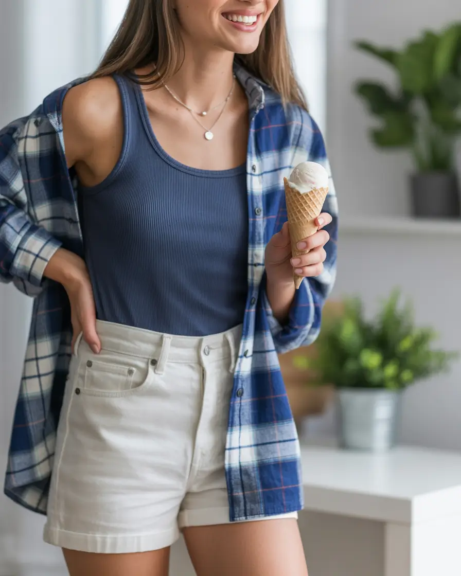 end of summer outfits Flannel Days and Ice Cream Dreams