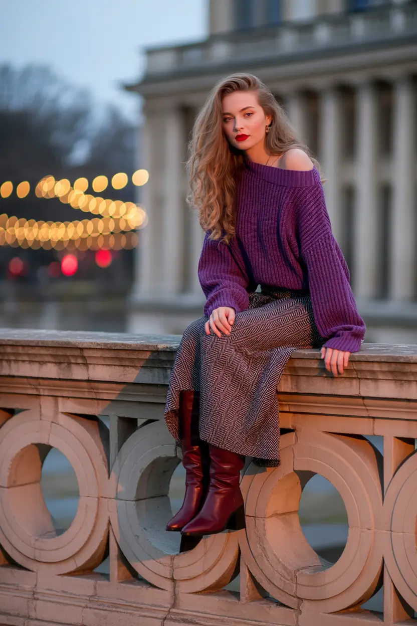 everyday fall outfits ideas 2025 Evening Elegance in Knitwear