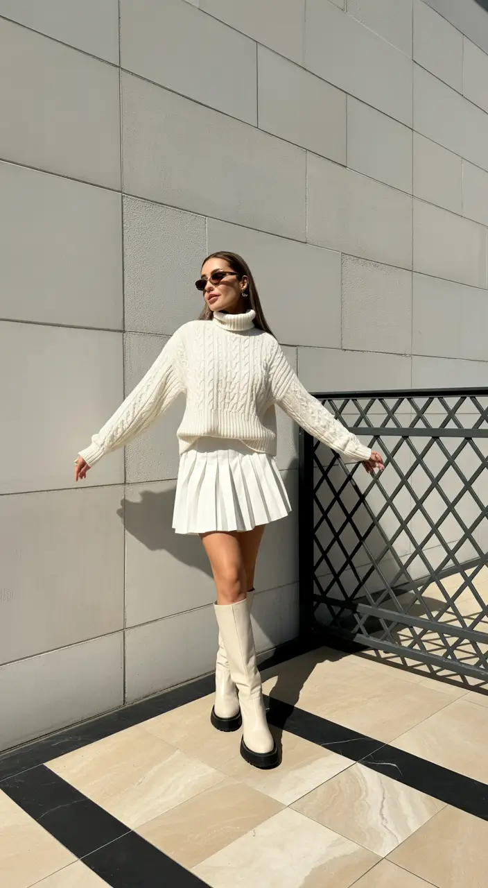 everyday fall outfits ideas 2025 Snowy Monochrome Moment