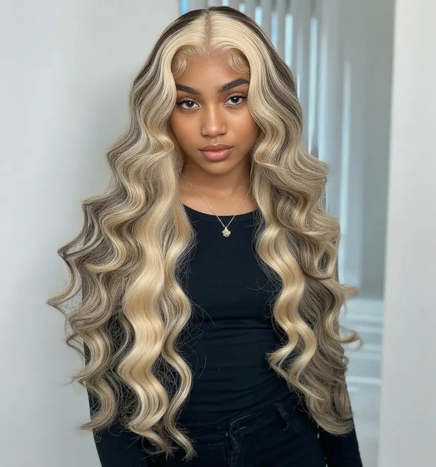 Fall hair color for black women+High-Contrast Blonde with Dimensional Cool Tones