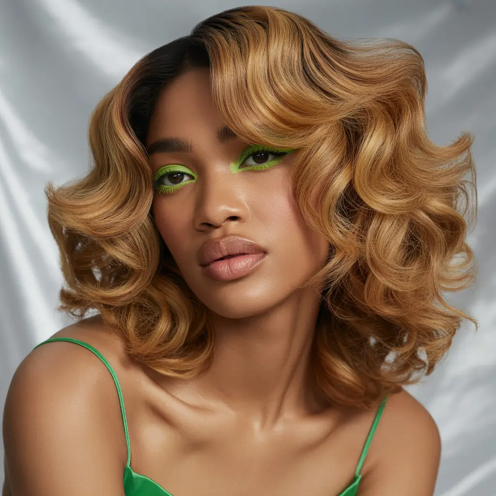 Fall hair color for black women+Retro Copper Bob with Flipped-Out Volume