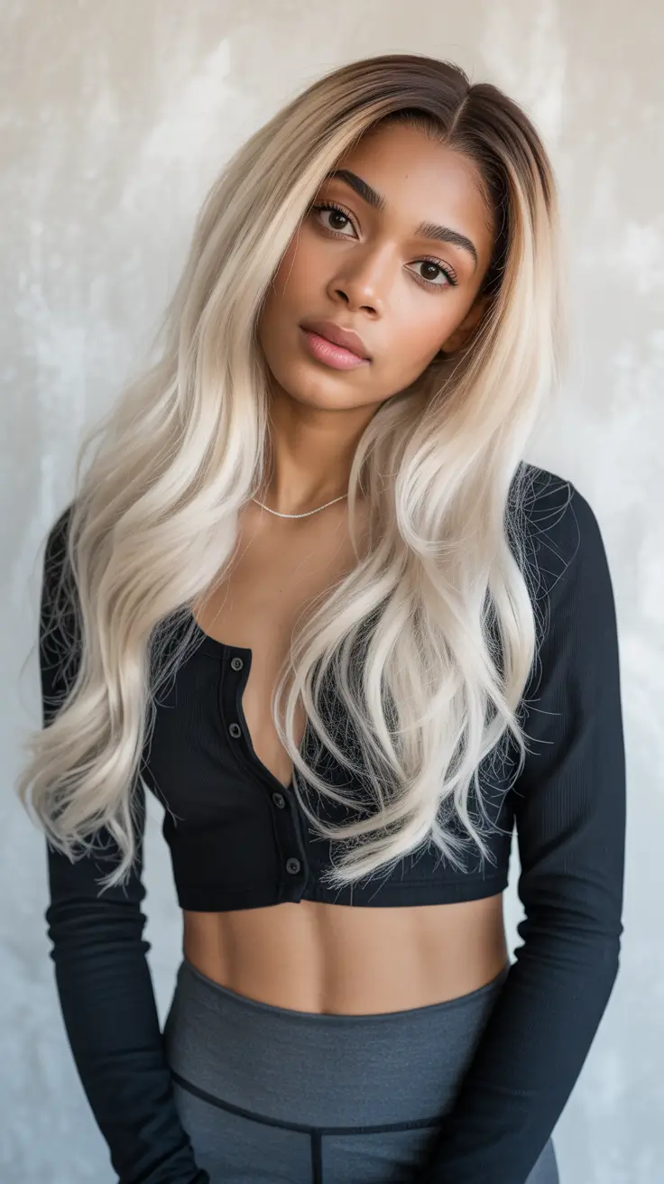 Fall hair color for black women+Frosted Blonde Melt with Soft Depth