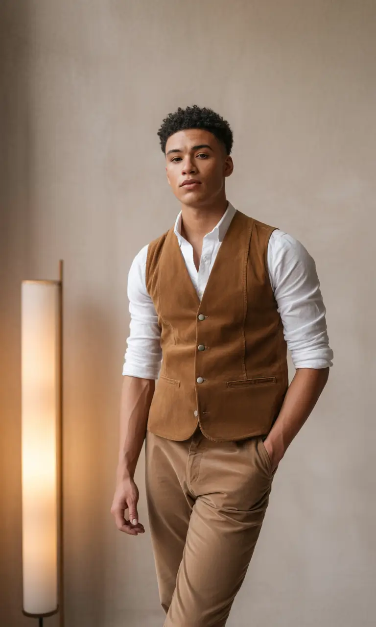 fall business casual outfits for men – Vest Revival in Warm Caramel