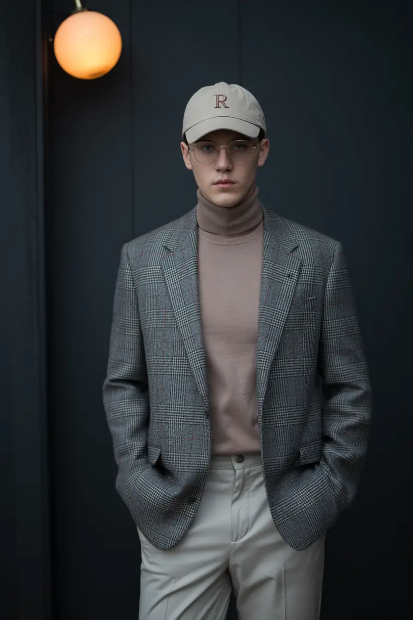 fall business casual outfits for men – Smart Plaid × Dad-Cap Twist