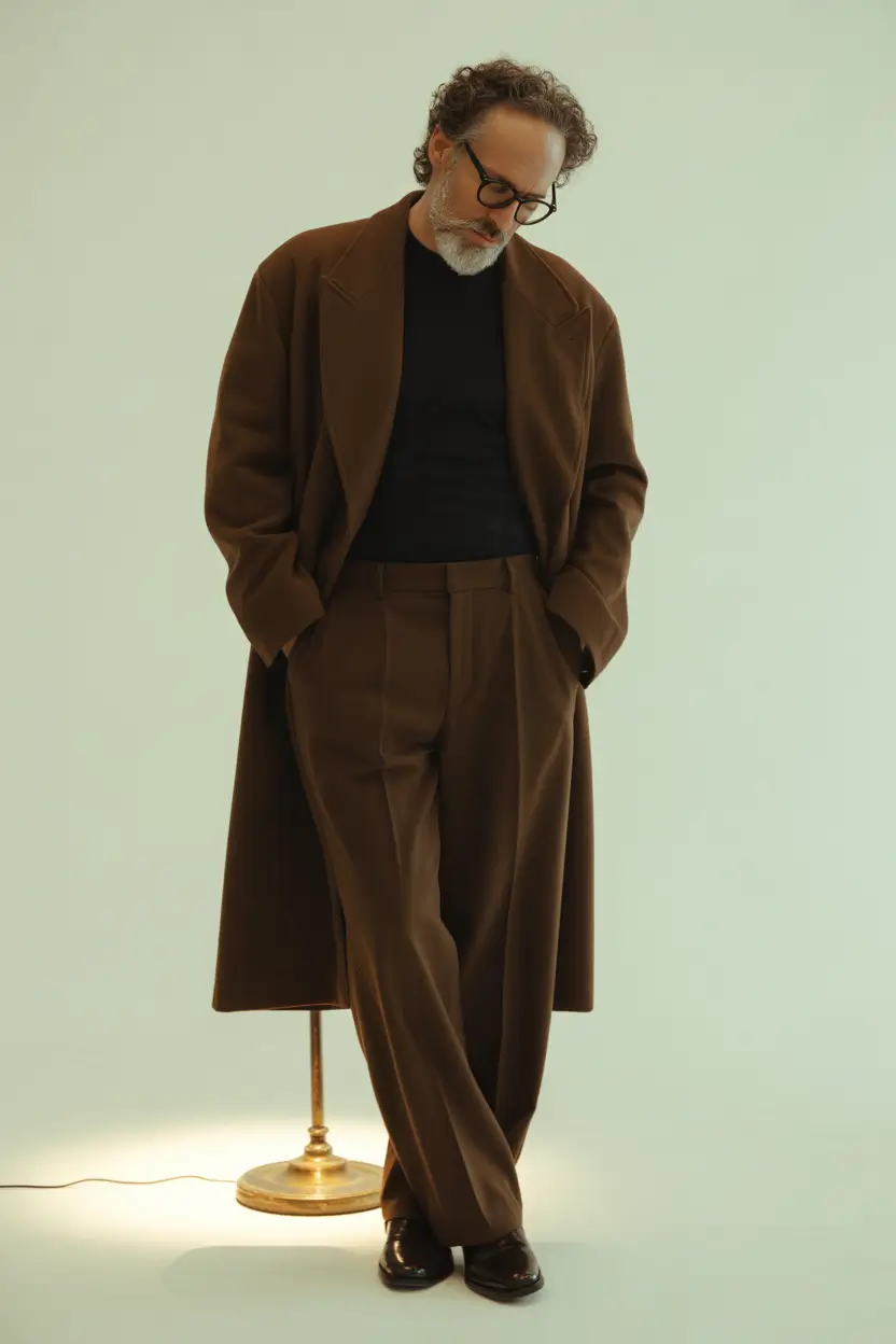 fall business casual outfits for men – Monochrome Mocha Power Coat