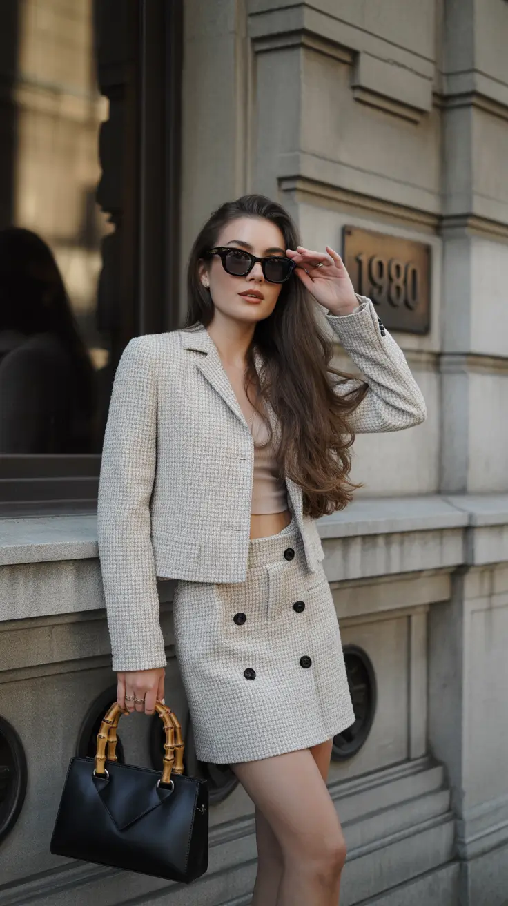 fall business casual outfits Power Tweed with a Feminine Twist