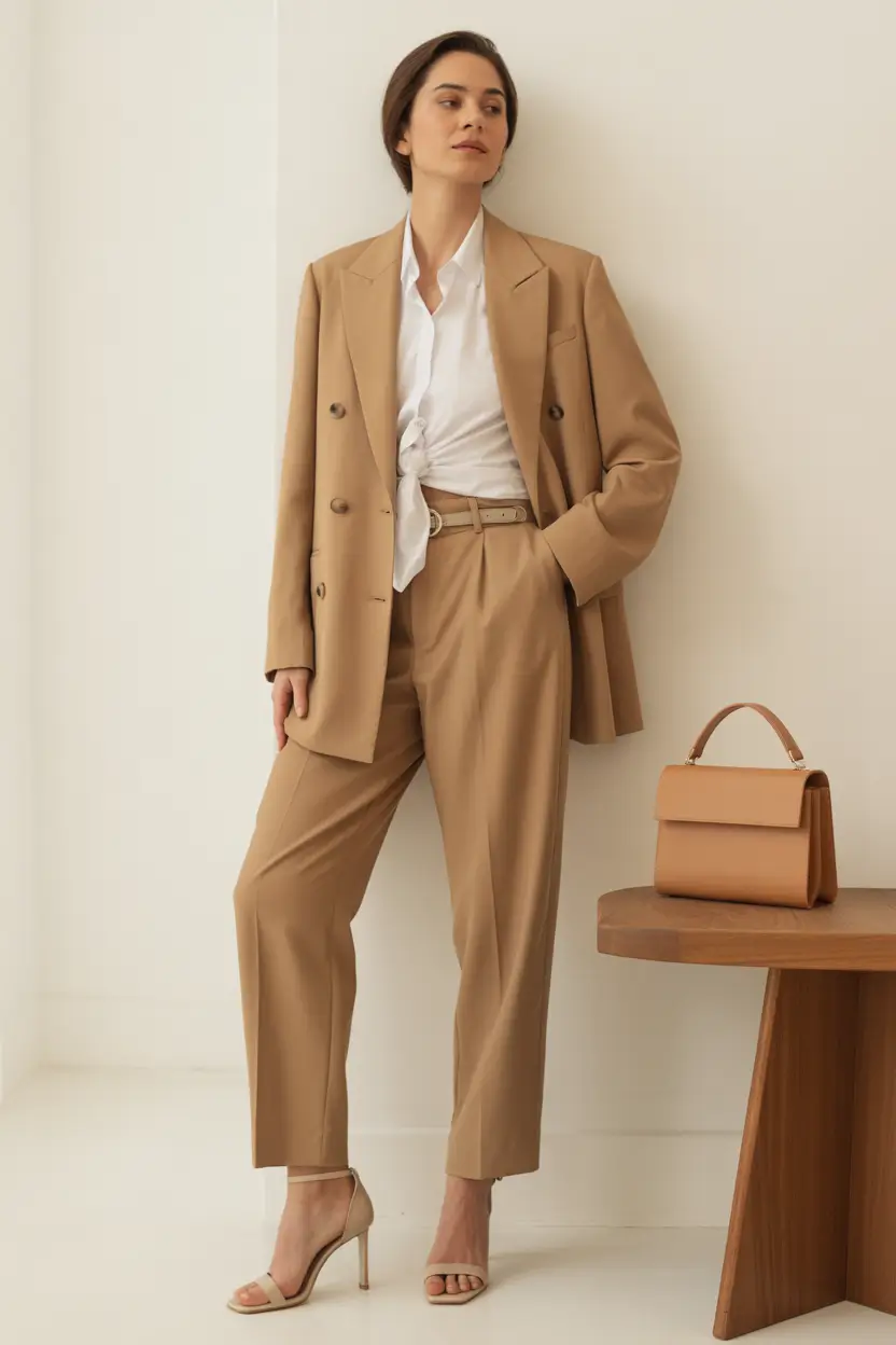 fall business casual outfits The Camel Suit Reworked