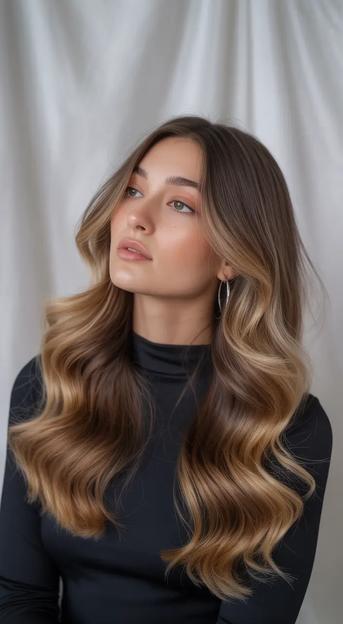 Fall brunette hair color 2025 Toffee Balayage with Silky Depth