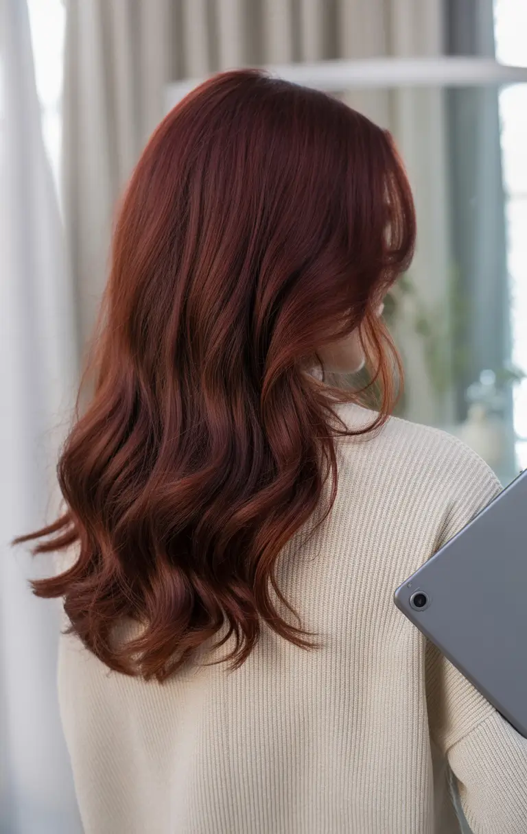 Fall brunette hair color 2025 Velvety Red Waves for Cozy Season Drama