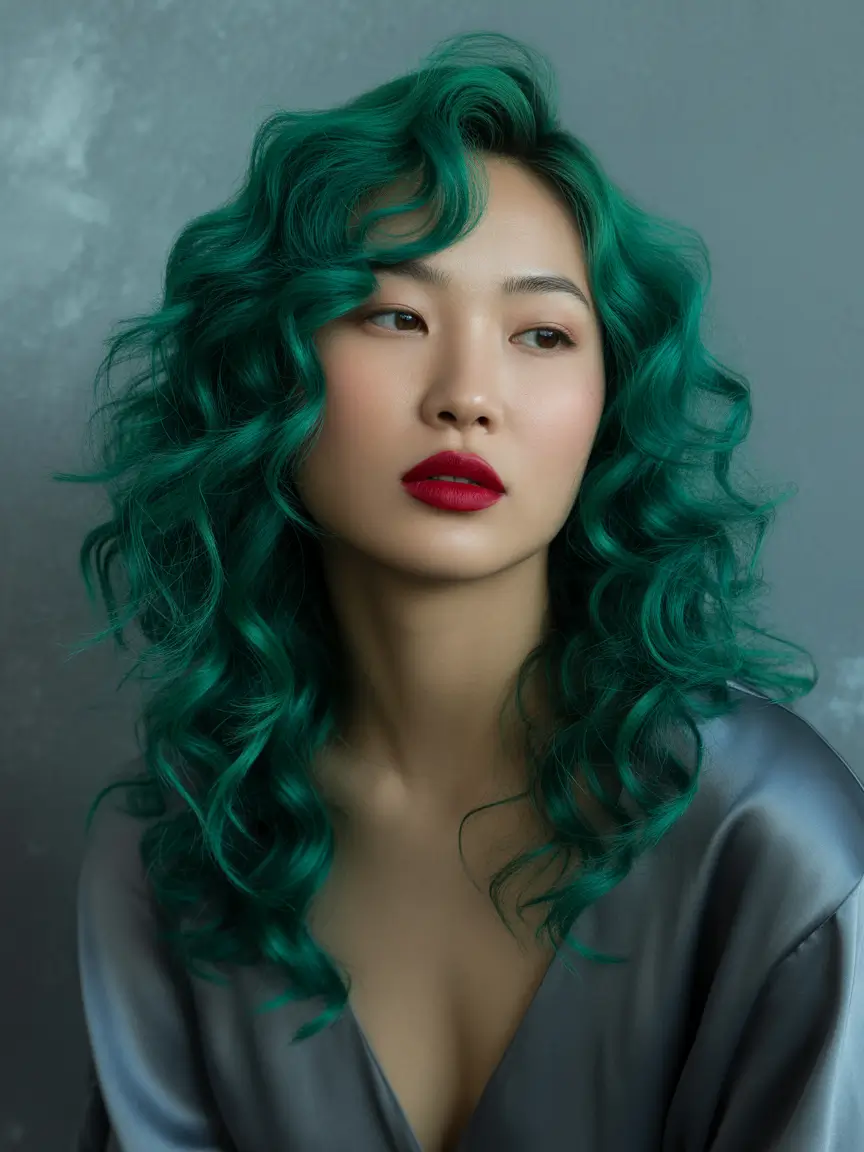 Fall brunette hair color Emerald Curls with Wild Energy