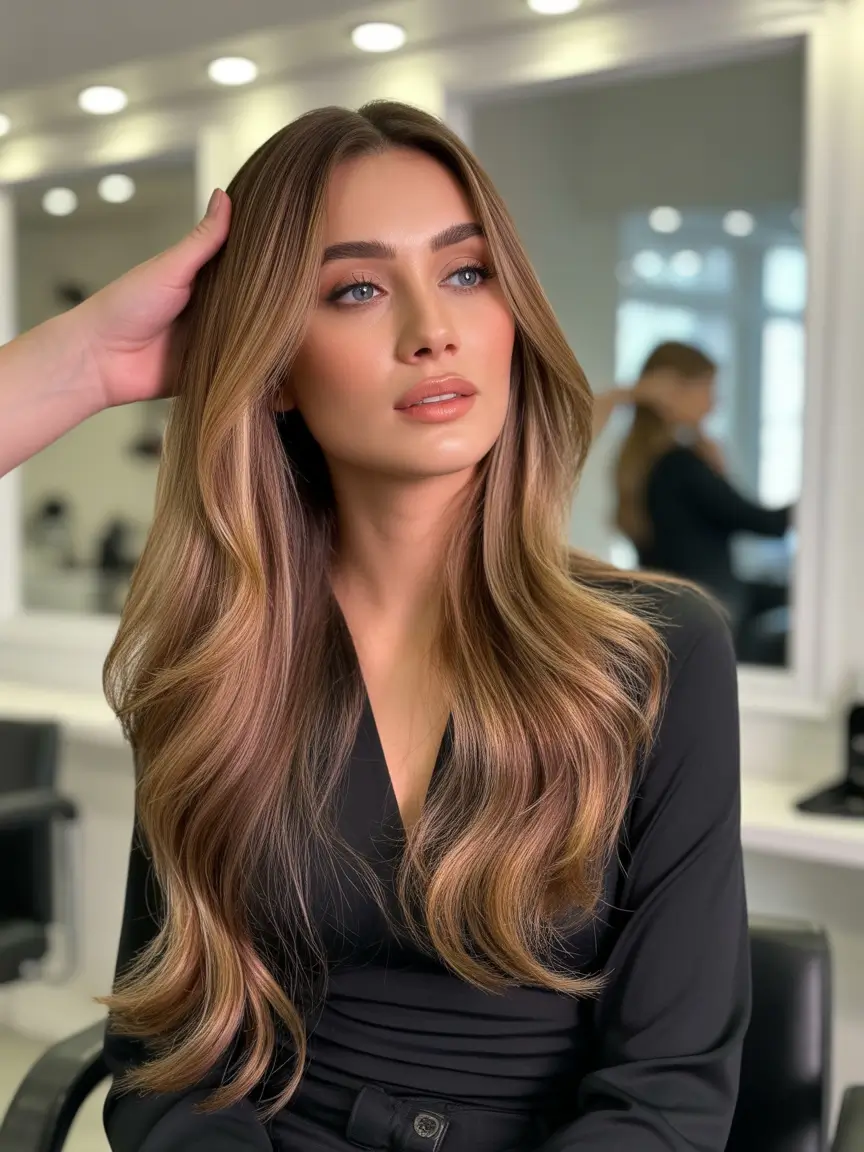 Fall brunette hair color 2025 Face-Framing Honey Brunette with Volume