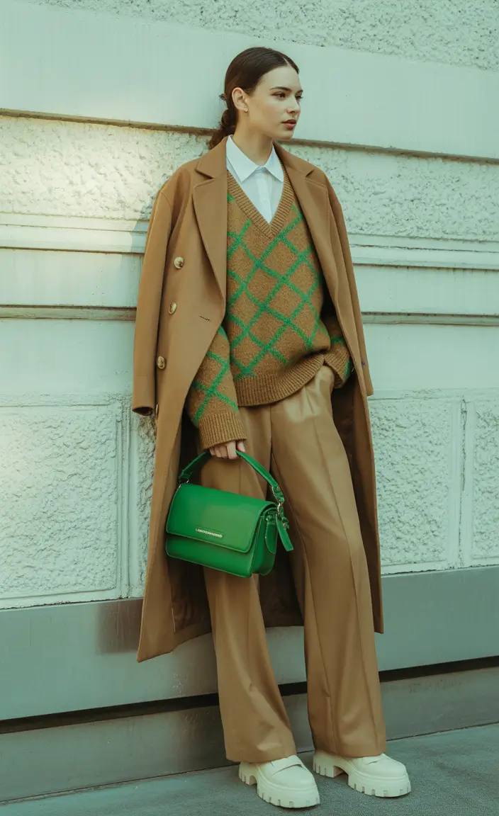 fall old money outfits Textbook Fall Elegance in Camel and Clover