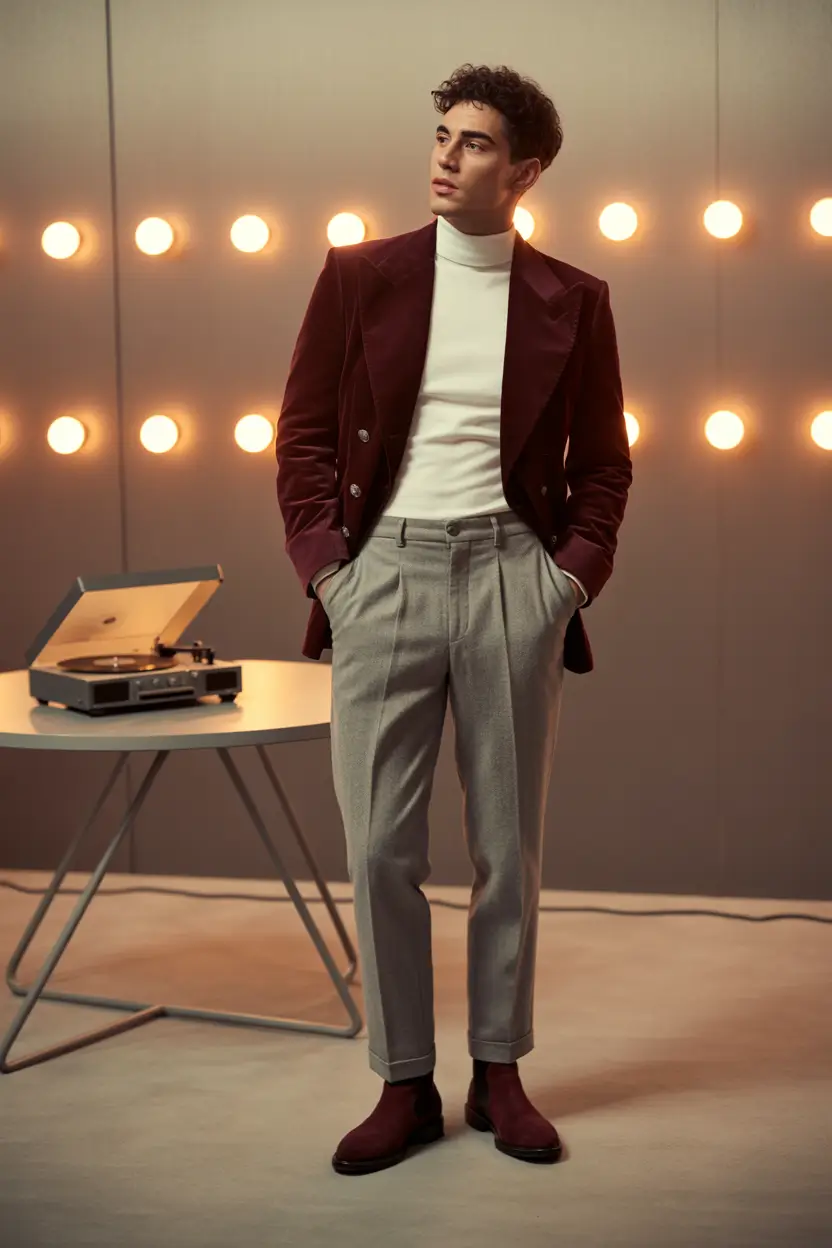 fall outfits for men 2025 Velvet Drama With an Editorial Finish