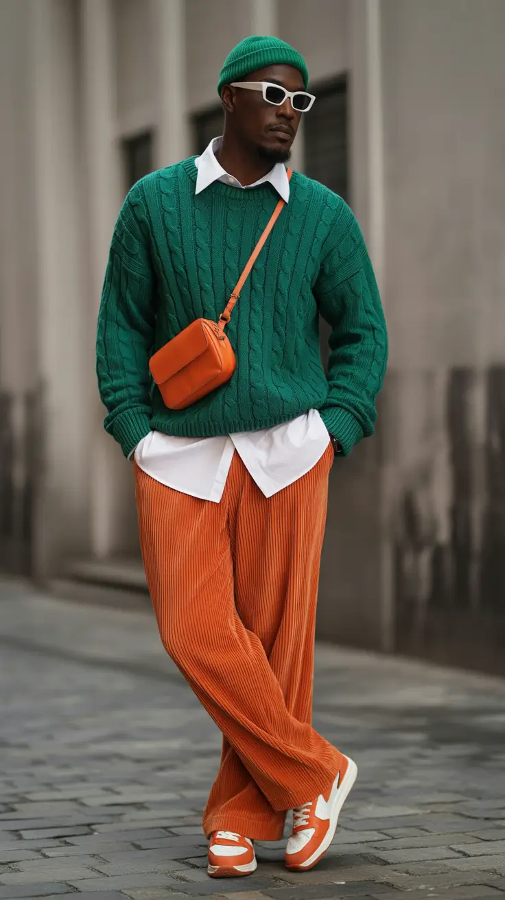 fall outfits for men 2025 Color Play on the Cobblestones