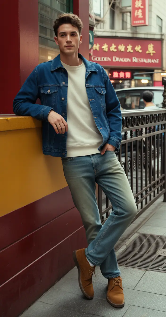 fall outfits for men 2025 Denim on Denim Without Trying Too Hard