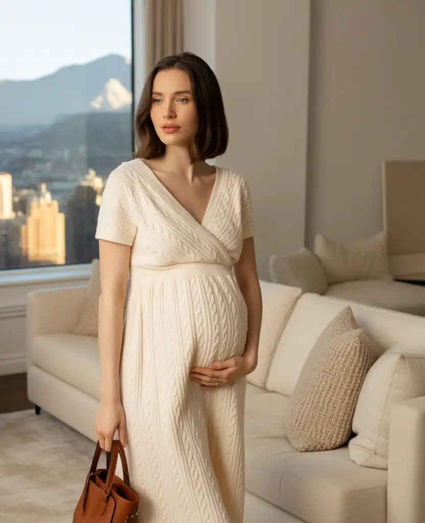 fall outfits for pregnant women Cable-Knit Dreams with Elevated Ease