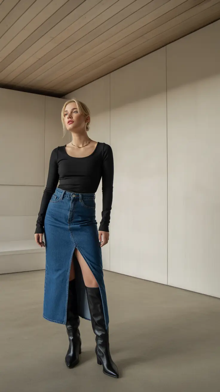 fall outfits Denim Drama for Modern Icons
