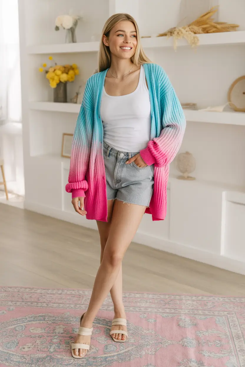 fall outfits Color Me Cozy: Cardigans and Denim Shorts