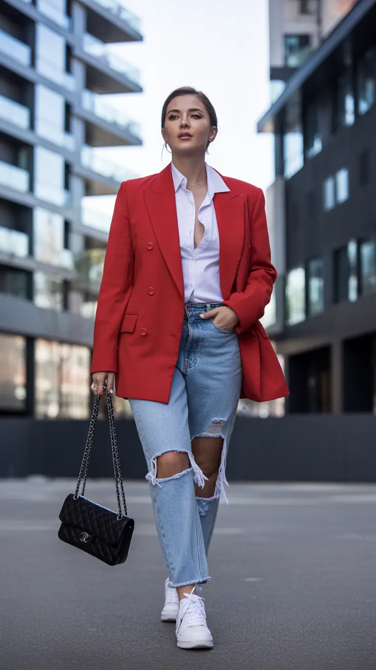 fall outfits Red Blazer Energy