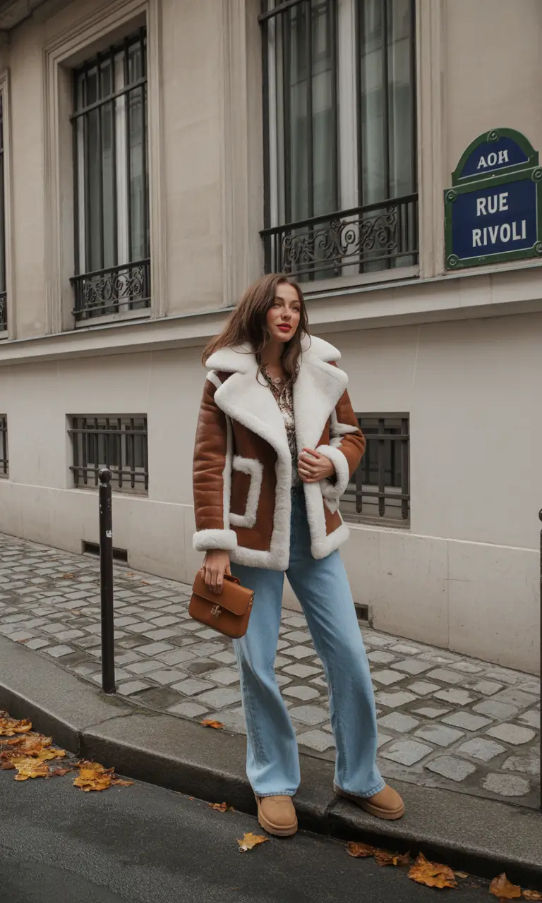 fall outfits Shearling Mood: Fall on the Sidewalk