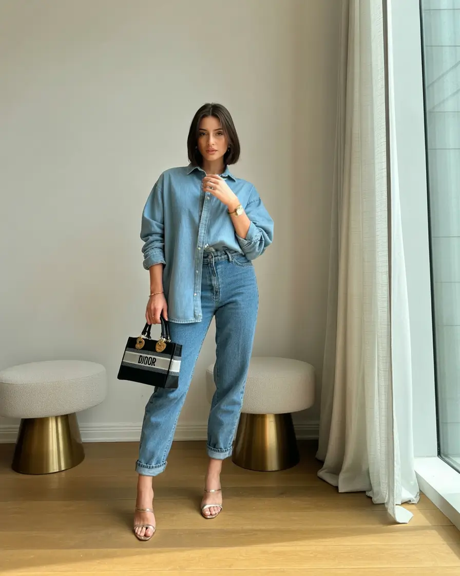 fall outfits Denim + Dior = Classic with a Twist