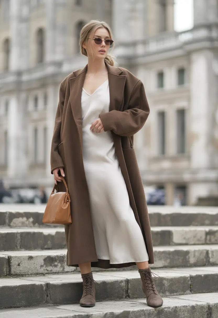 fall outfits with boots Laid-Back Luxe in Satin and Wool