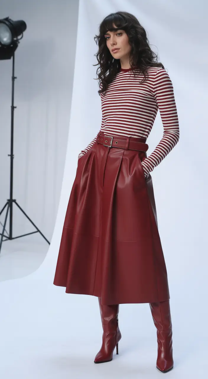 fall outfits with boots Stripes, Leather, and Parisian Energy