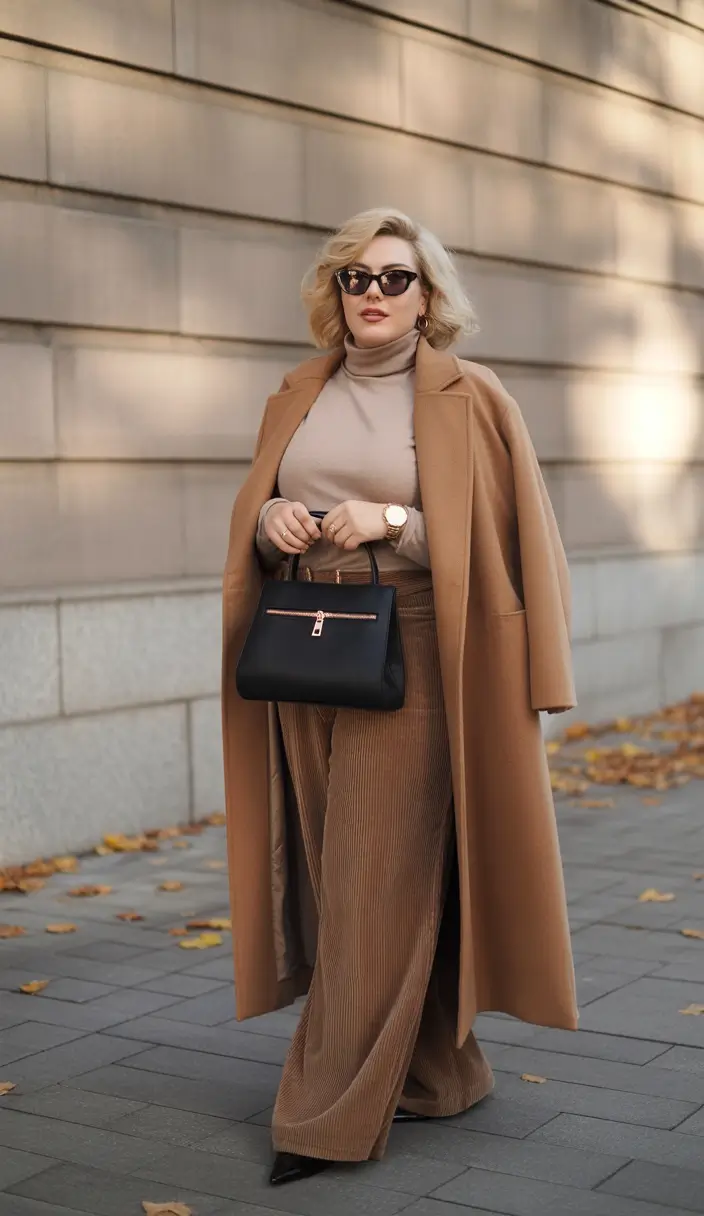 fall plus size capsule wardrobe Corduroy Luxe in Caramel Tones