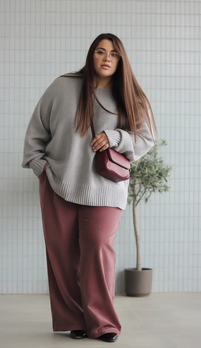 fall plus size capsule wardrobe Muted Comfort With Subtle Drama