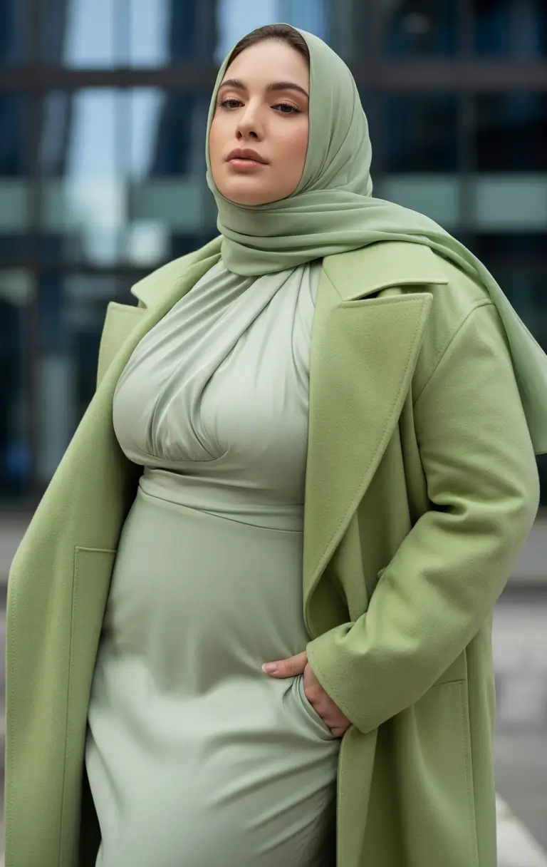 fall plus size capsule wardrobe Cool Sage Layers for Cold City Streets