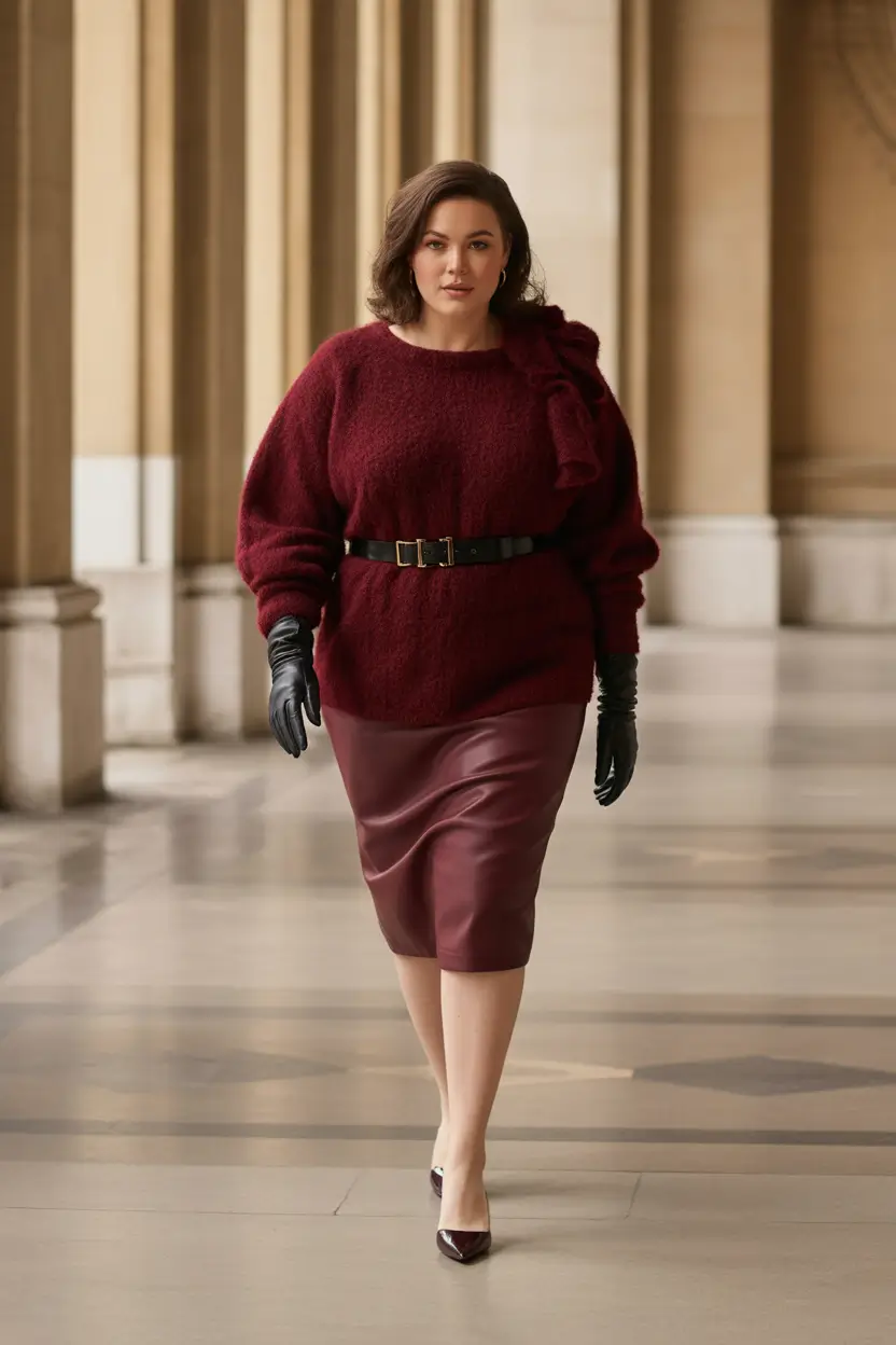 fall plus size capsule wardrobe Merlot Drama With Refined Edge