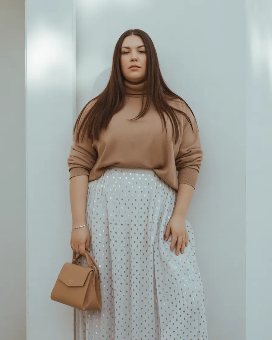 fall plus size capsule wardrobe Soft Dots, Soft Neutrals
