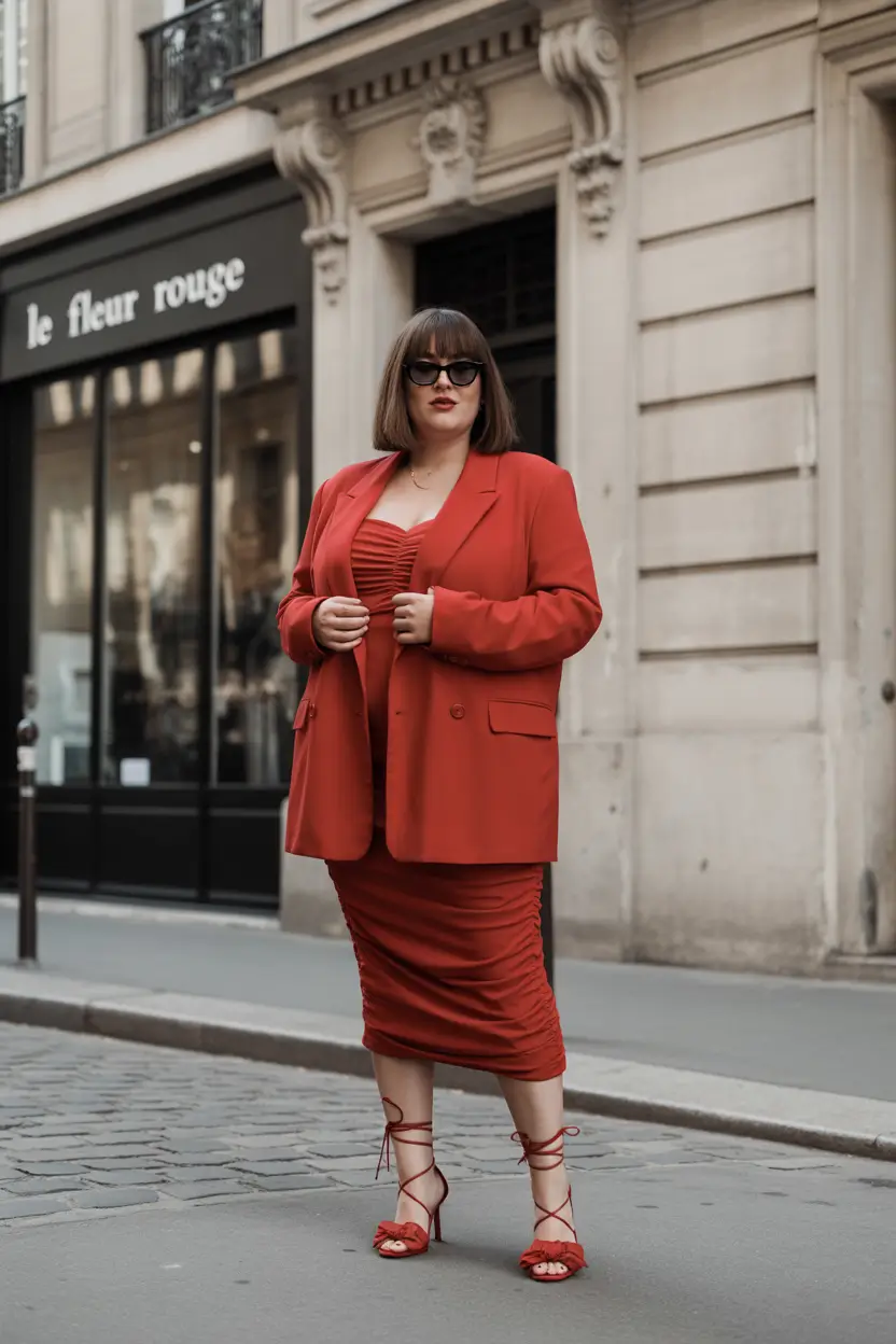 fall plus size outfits Head-to-Toe Red for Maximum Impact