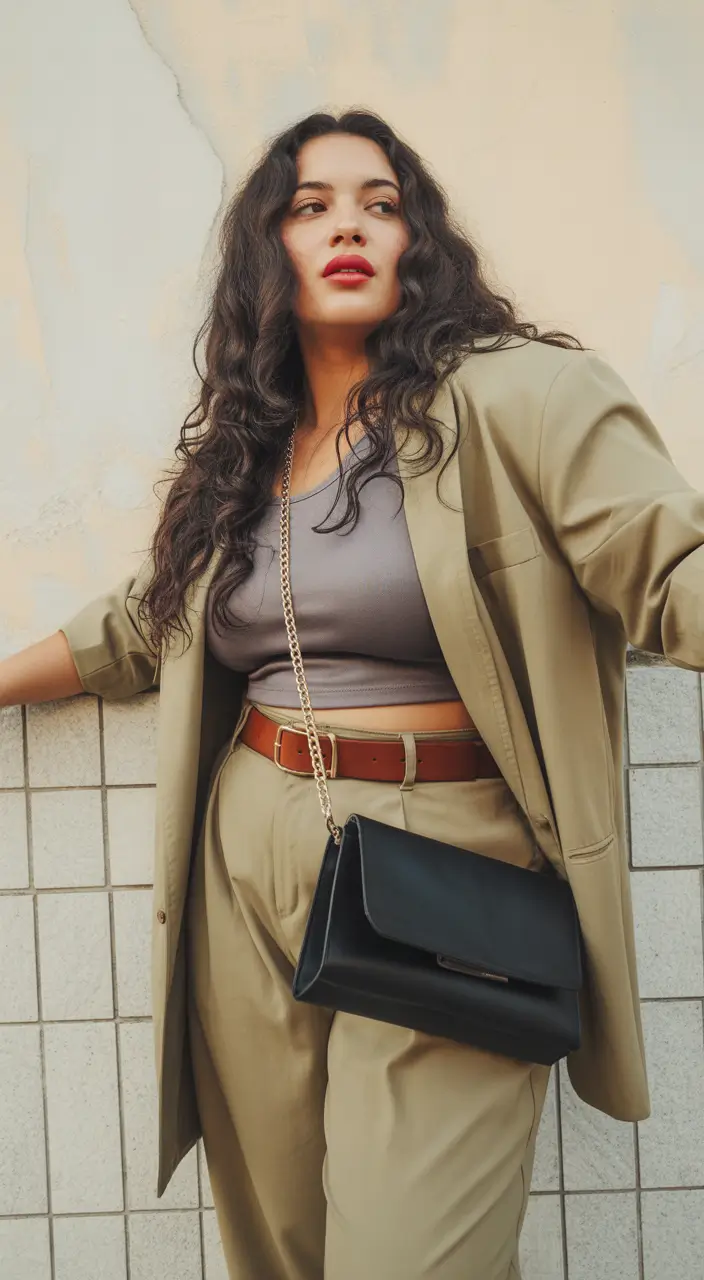 fall plus size outfits Boss Energy in Olive & Lilac