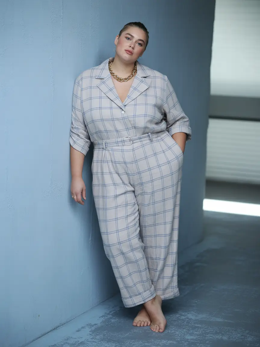 fall plus size outfits Slouchy Plaid, Elevated Lounging