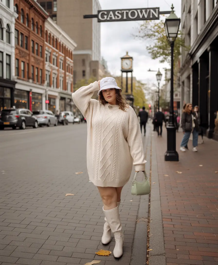 fall plus size outfits 2025 Cable Knit Comfort with a Sporty Twist