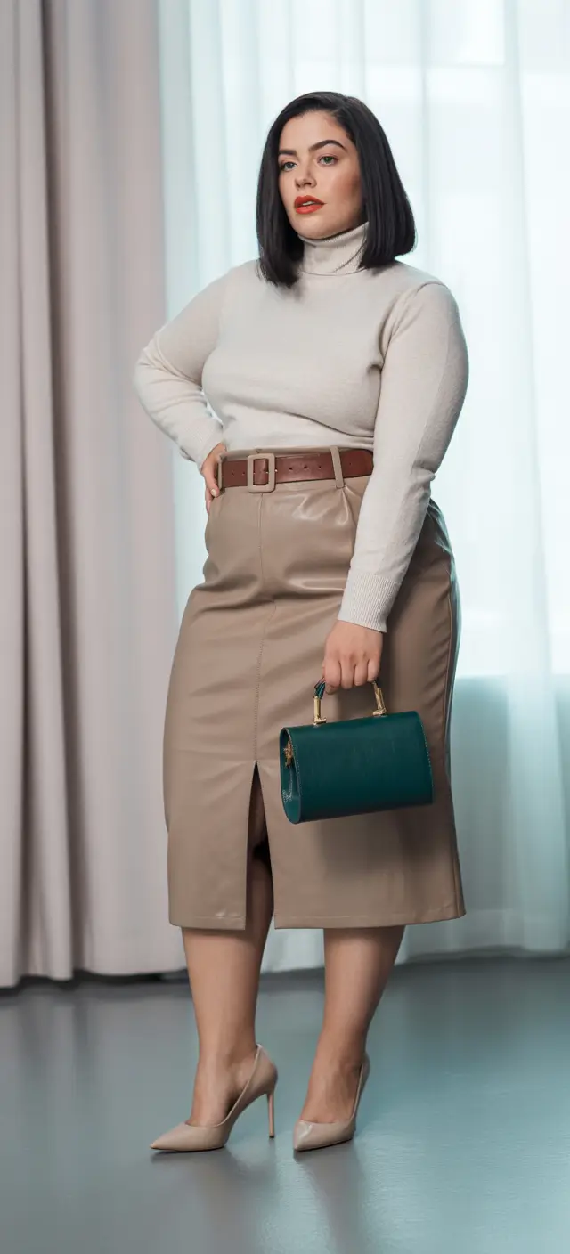 fall plus size outfits Retro Elegance Meets Office Chic