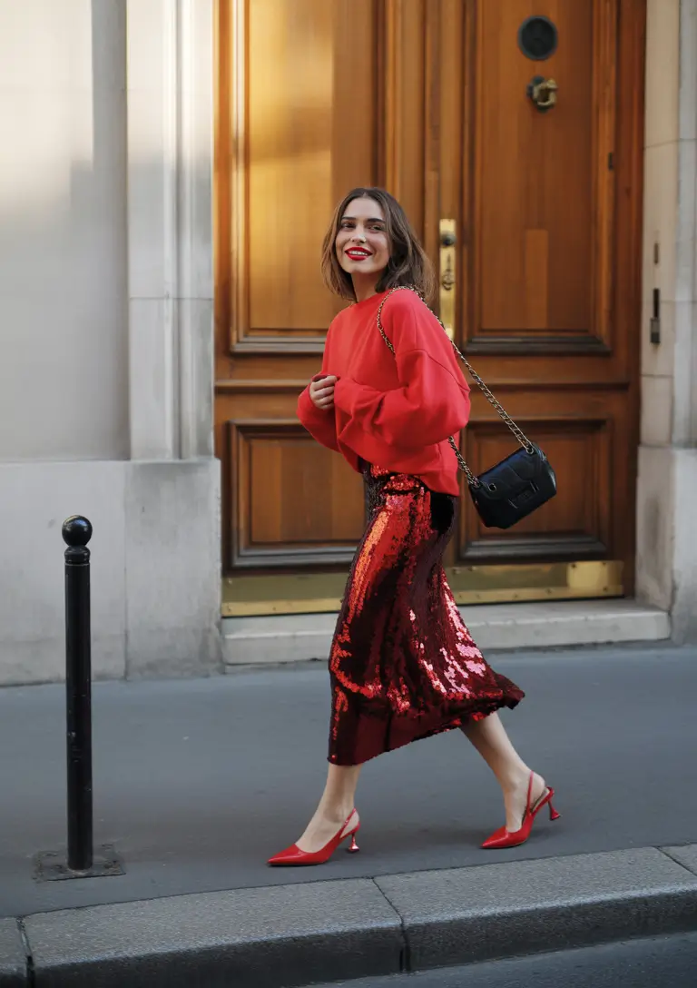 fall skirt outfits 2025 Sequins in Daylight