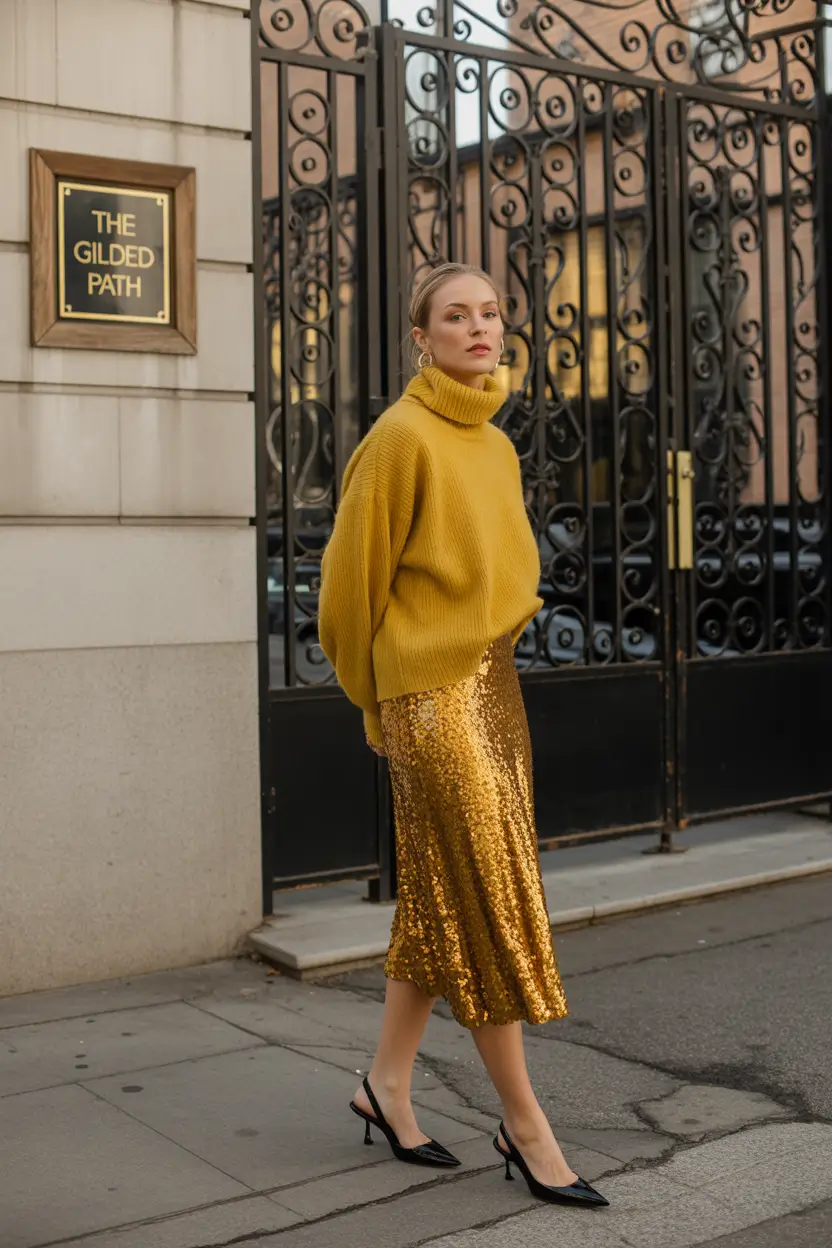 fall skirt outfits 2025 Golden Threads and Gilded Comfort