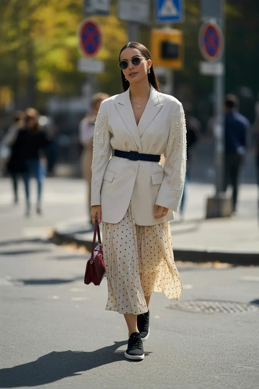 fall skirt outfits 2025 Pearl Blazer Energy