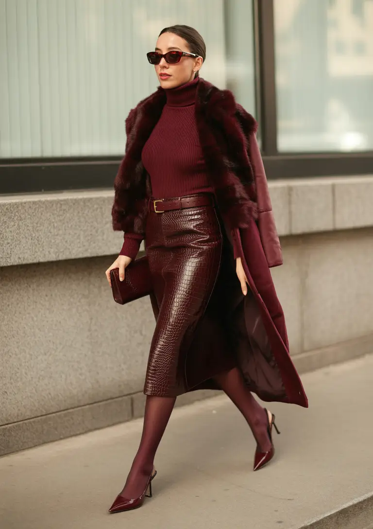 fall skirt outfits 2025 Wine Tones for the Win