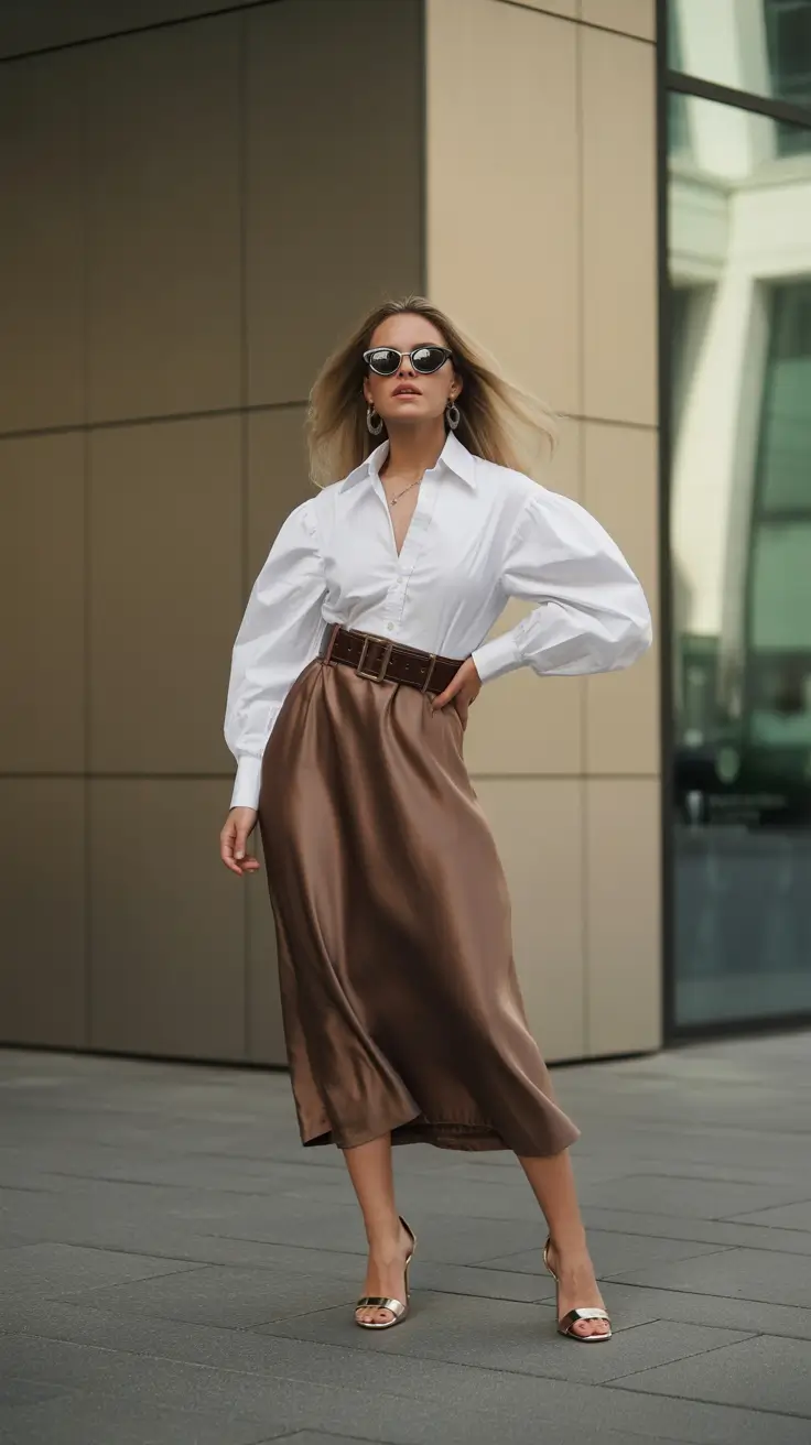 fall skirt outfits 2025 Silk and Structure