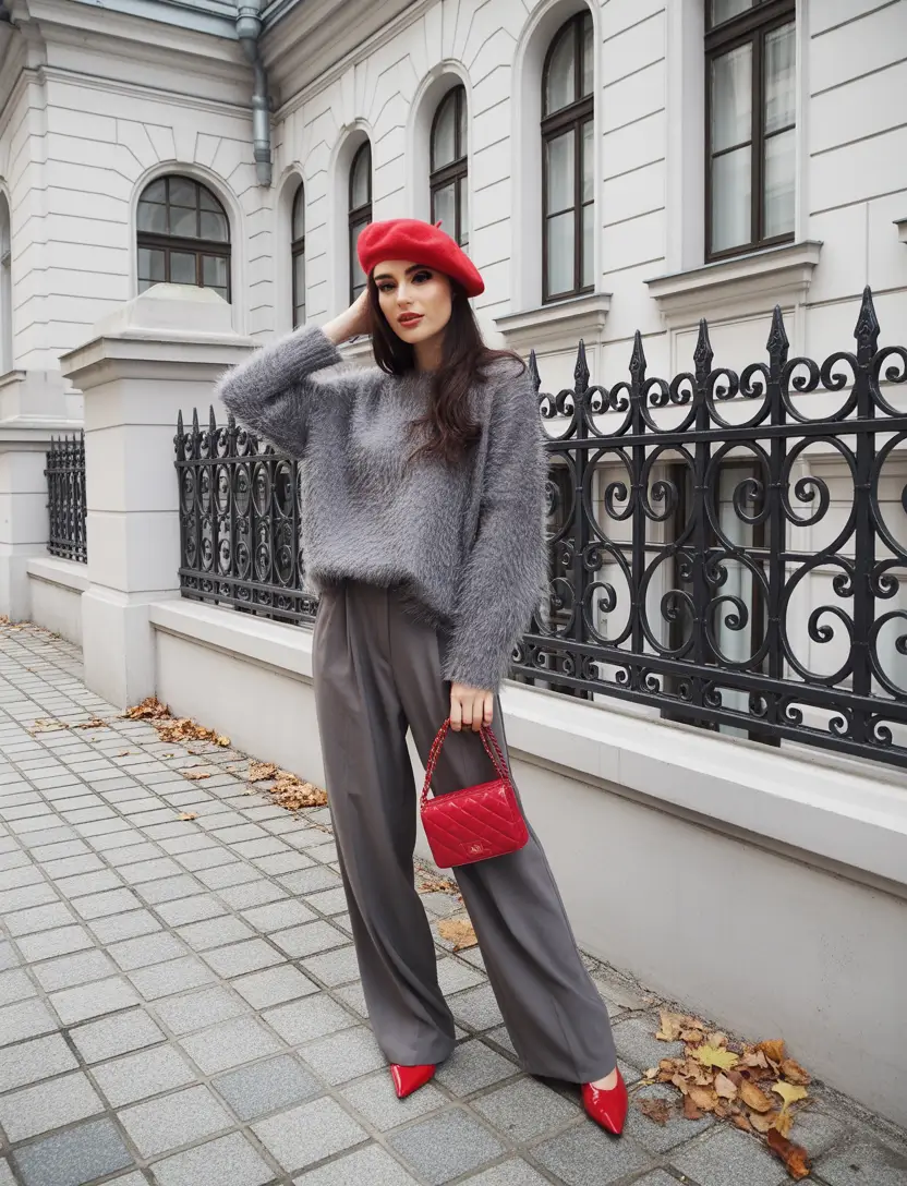 fall transition outfits Parisian-Inspired Play on Texture and Color