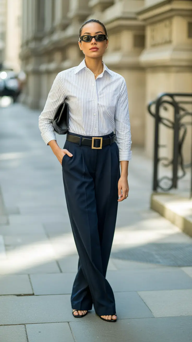 fall transition outfits Smart Stripes and Sharp Tailoring