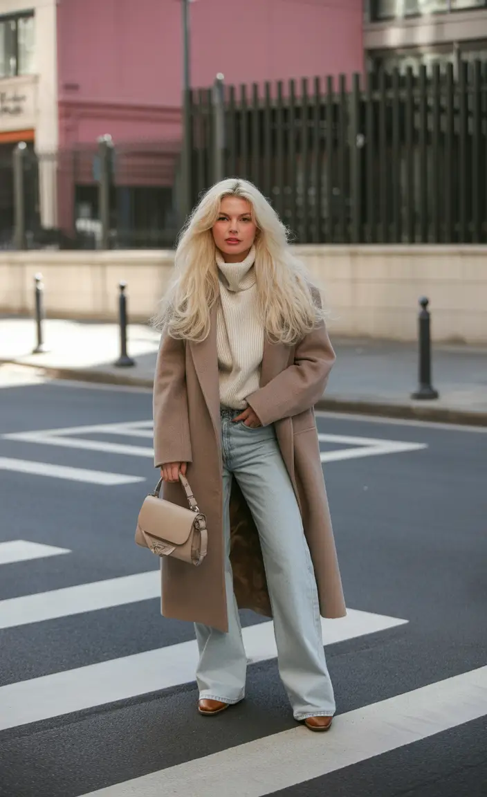 fall transition outfits 2025 Soft Edge in Cream and Denim