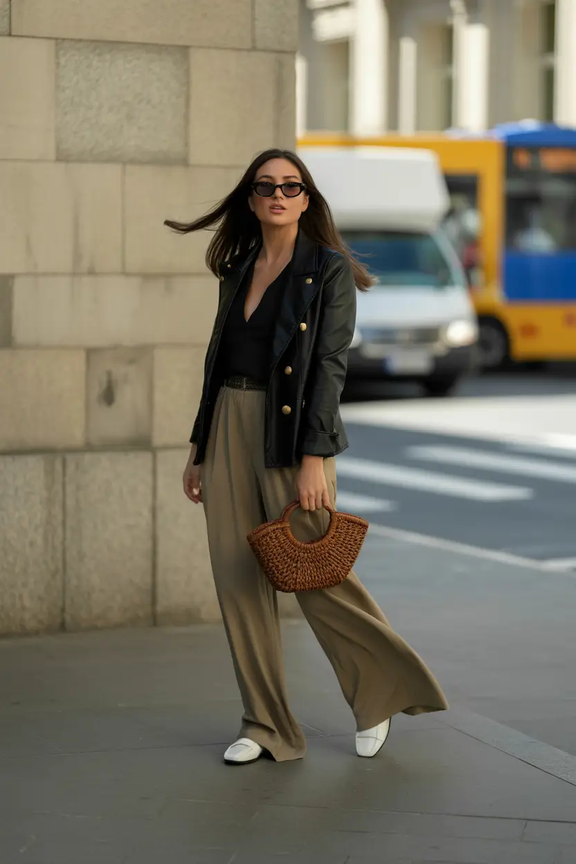fall transition outfits 2025 Black and Olive: Downtown Practical with Parisian Edge