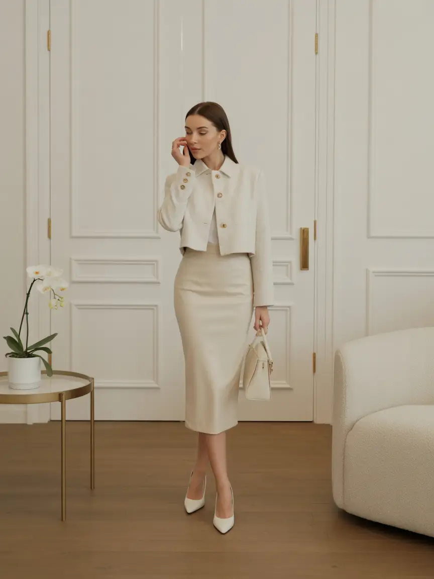 fall wedding guest dress+Cream Suiting with Ladylike Finish