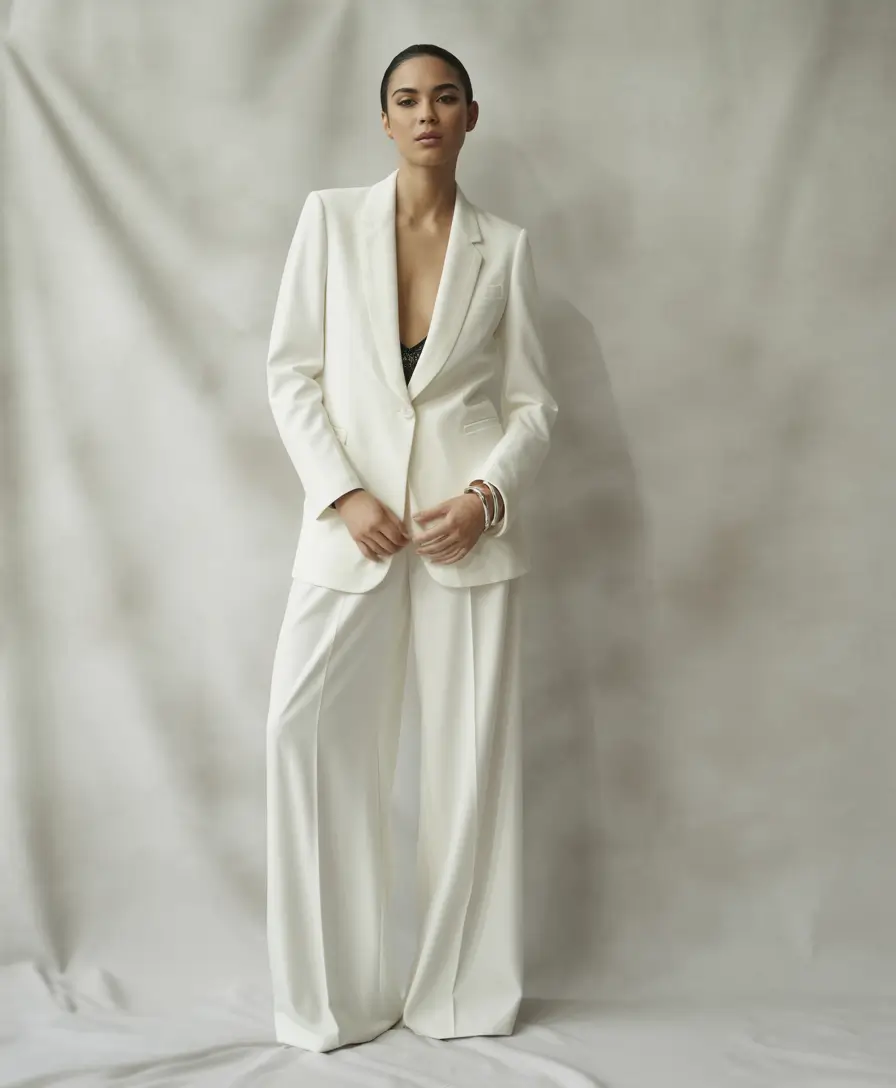 fall wedding guest dress+White Suiting, Black Underglow