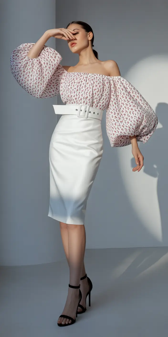 fall wedding guest dress+Puff Sleeves & Paper Whites